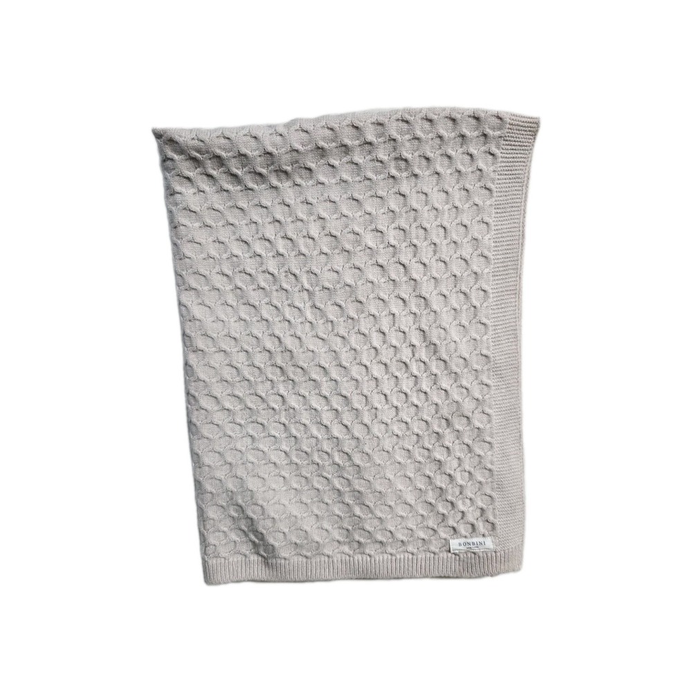 Bonbini New York Baby Blanket Cable Knit Beige Dusty Rose 28x38 0-6M